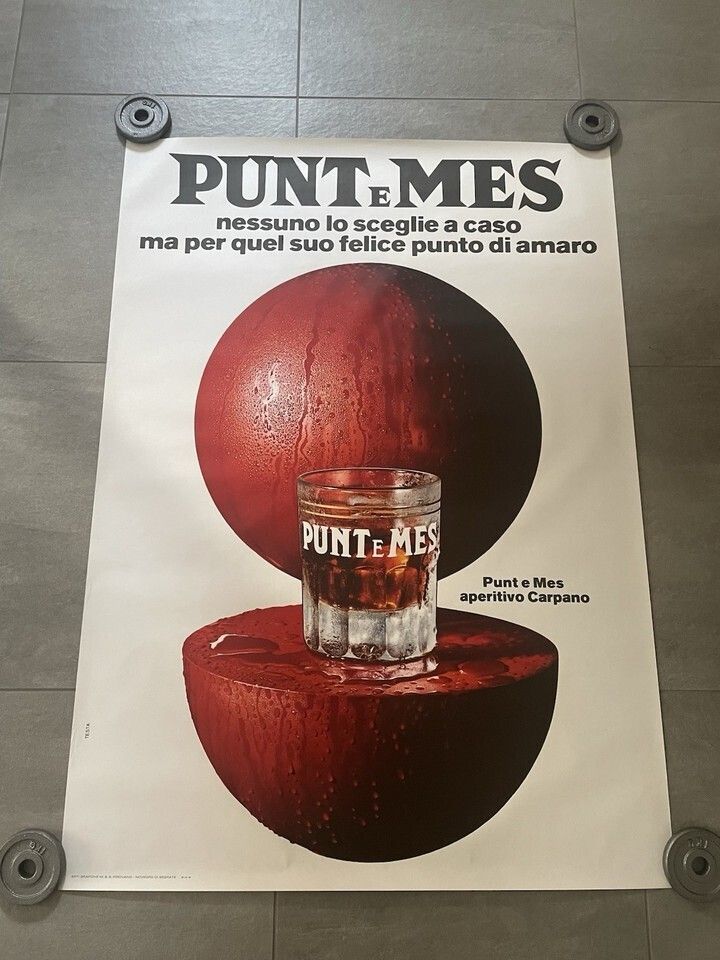 Armando Testa, 1974 Punt E Mes Original Vintage Poster Cm 140 X 100 photo furniture