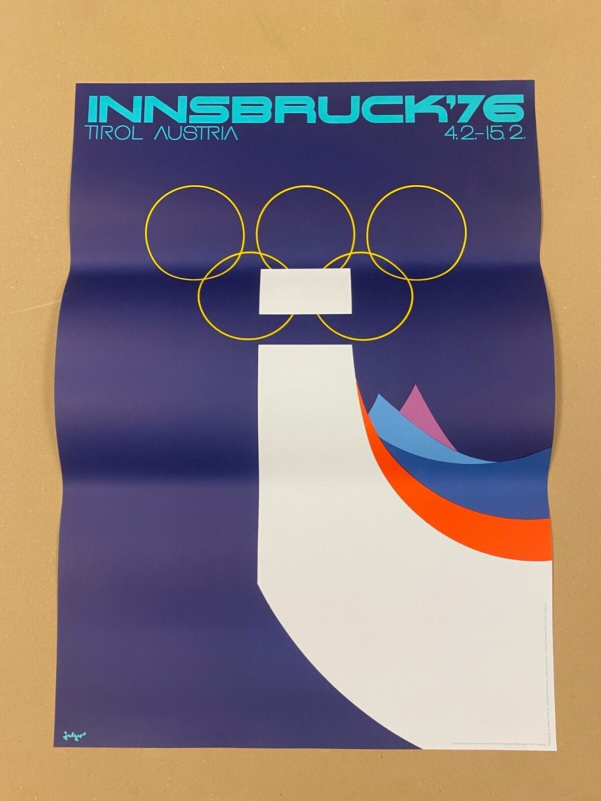 Arthur Zelger, 1976   Innsbruck'76   Original Vintage Poster   Cm 83 X 58,5 photo for sale