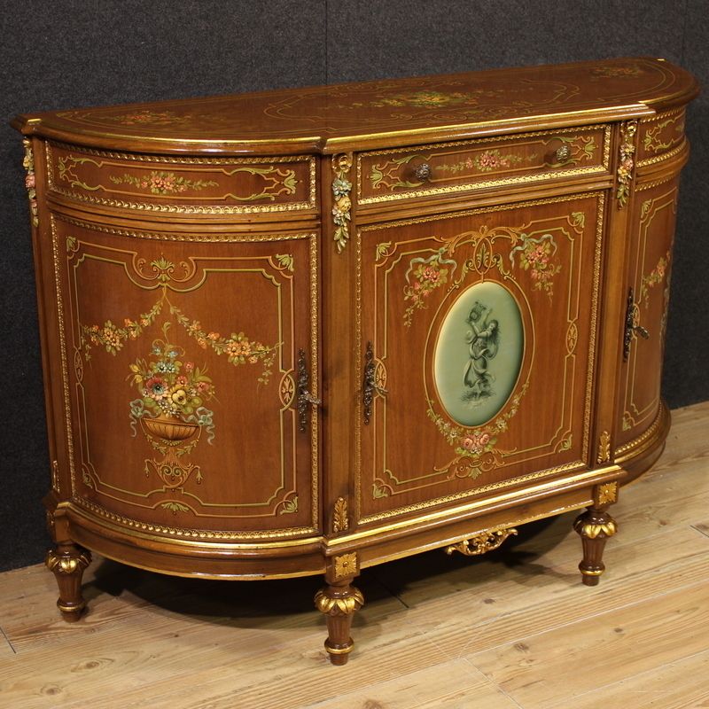 Buffet italien peint et doré en bois, XXe siècle