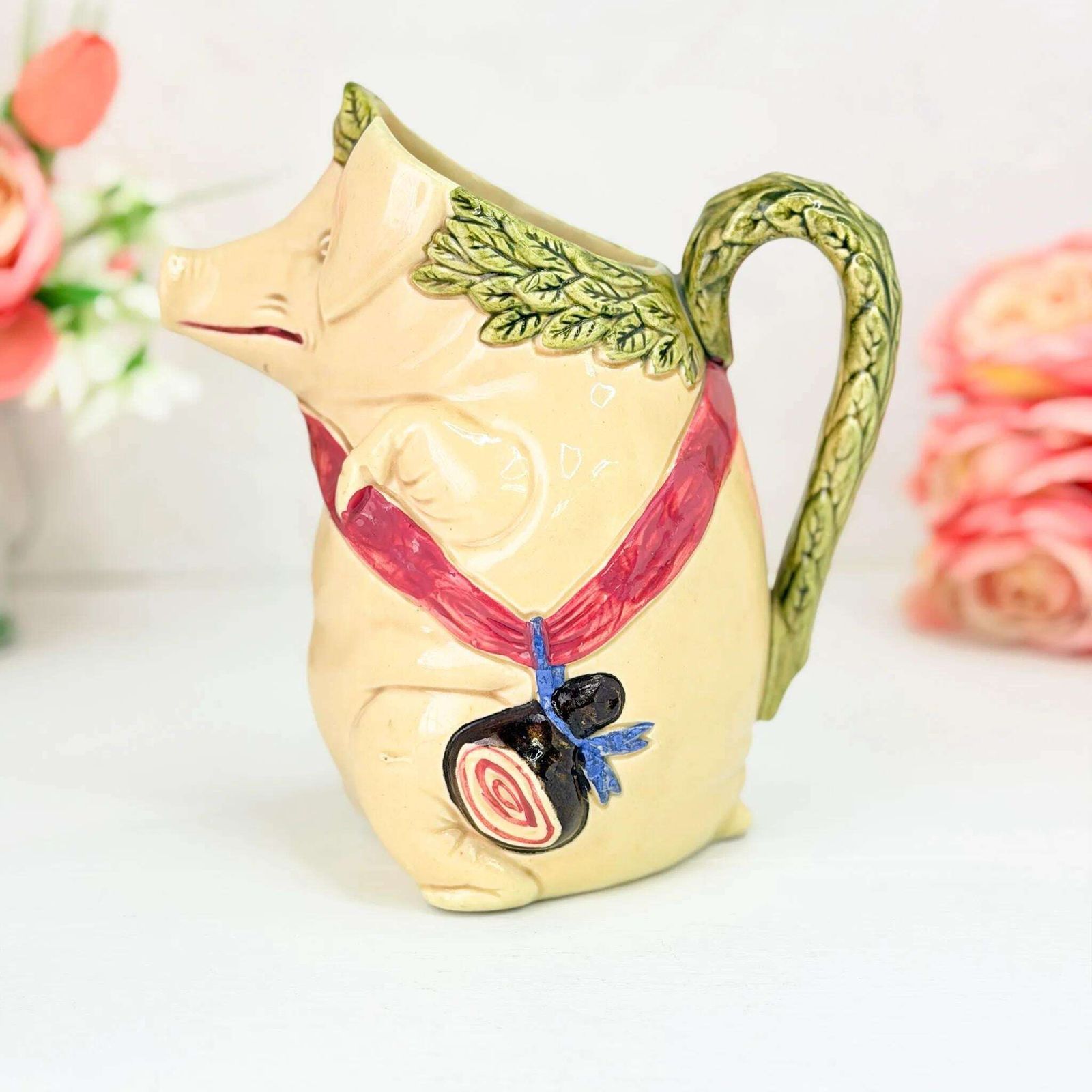 Antieke Franse Majolica Cochon Au Jambon Varken Kan Frie Onnaing 19e Eeuw photo vinterior