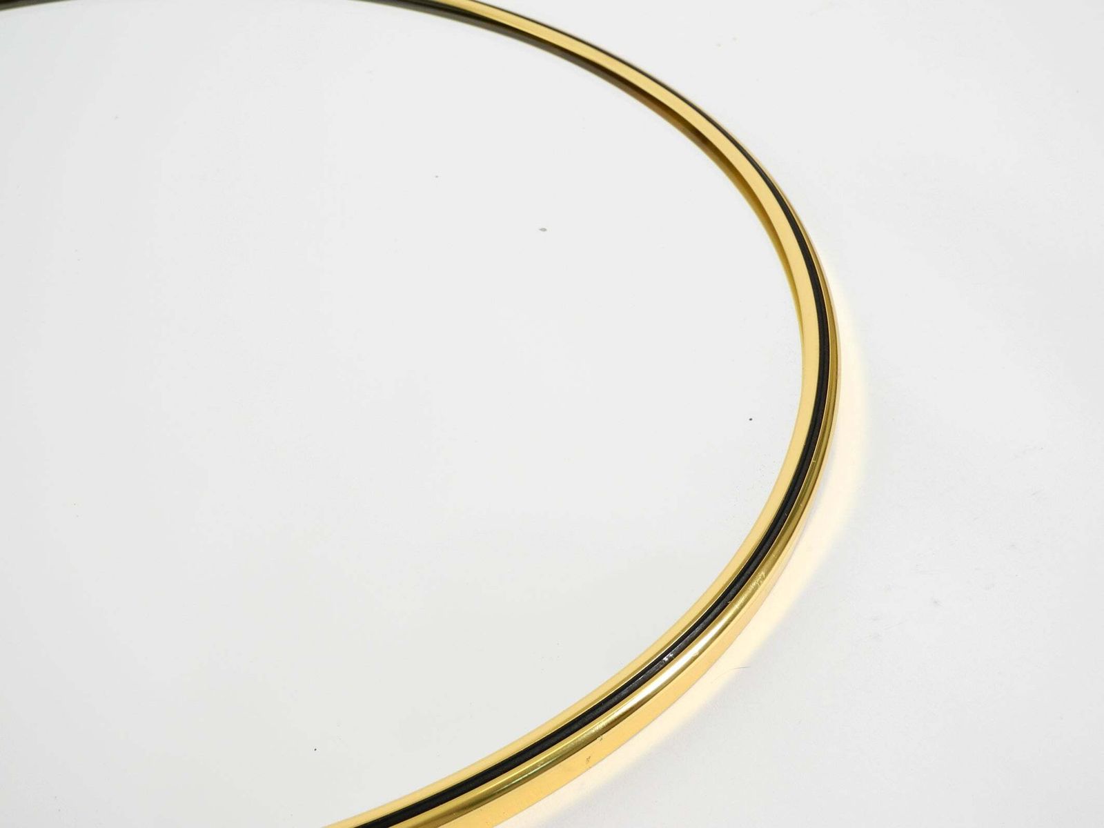 Beautiful, Heavy, Round Mid Century Modern Brass Wall Mirror. Manufacturer: Lenz photo Home Decor