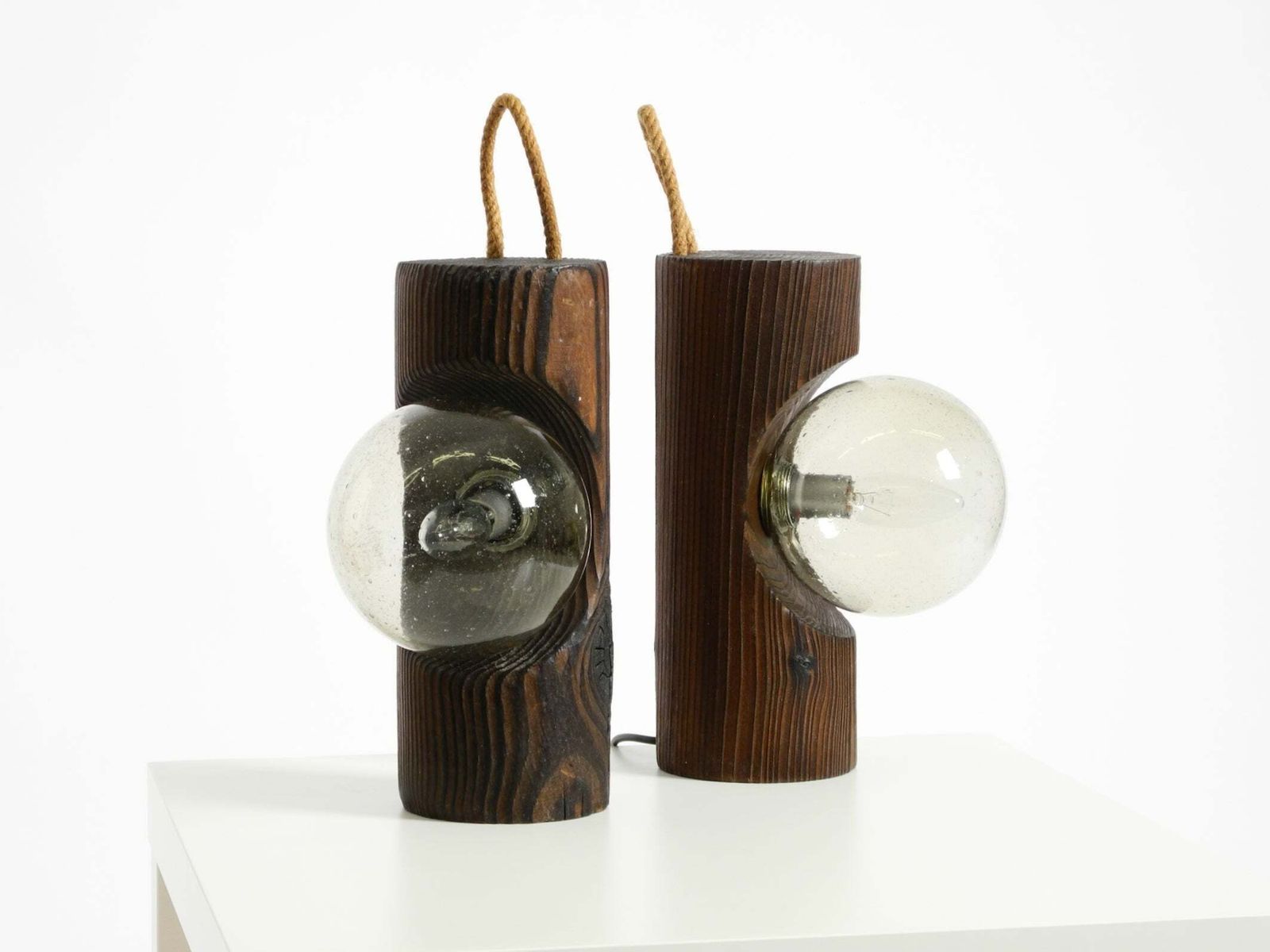 Pair Of Rare 1960s Temde Table And Wall Lamps Made Of Solid Pine, Each With One photo for sale