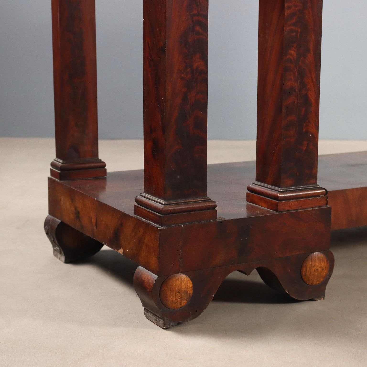 Empire consoletafel Wit Marmer Mahonie 19e Eeuw photo vintage