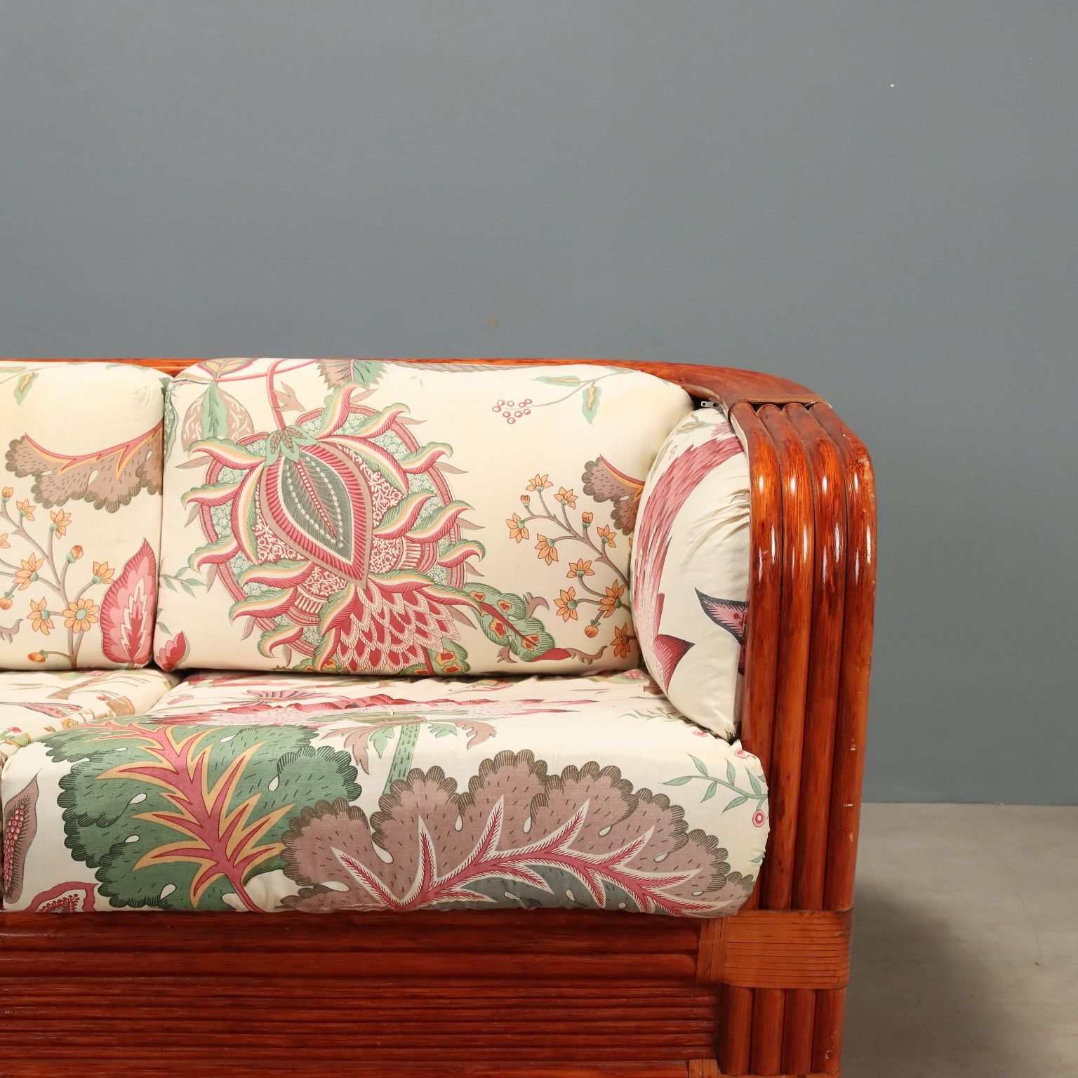 1980s Rattan And Red Lacquered Bamboo Sofa photo 1730.0