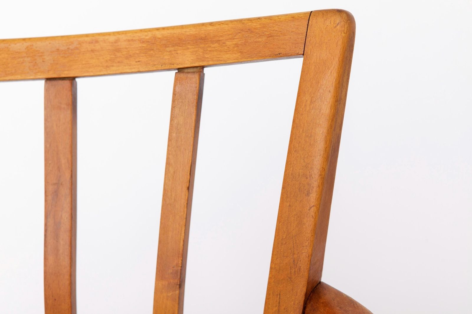 Paar vintage beukenhouten fauteuils, jaren 1960-1970, donkerblauwe bekleding, mid-century modern eetkamerstoelen photo buy