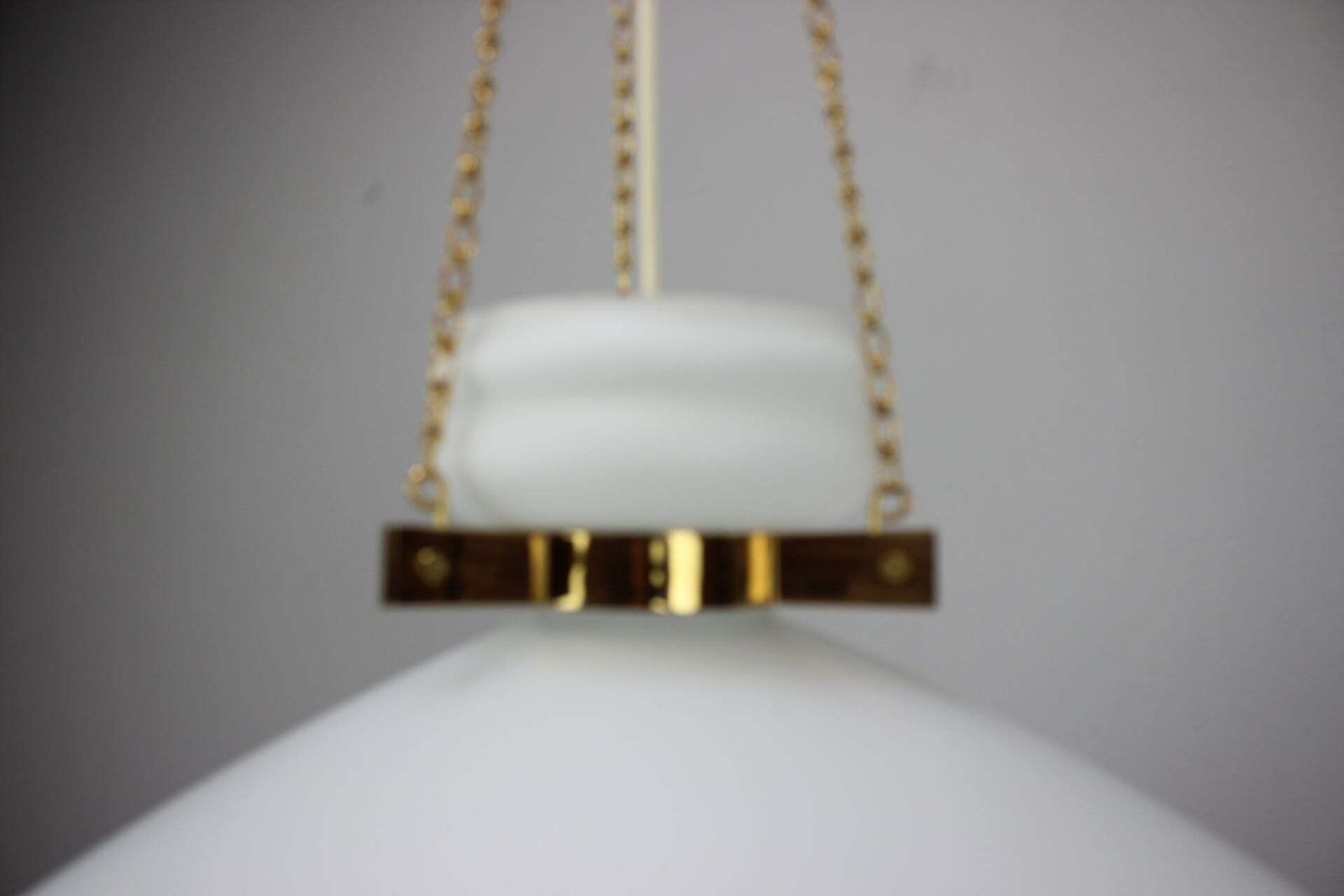 1970s Czechoslovak Mid Century Modern Pendant Lamp In Opaline Milk Glass And Bra photo Lighting