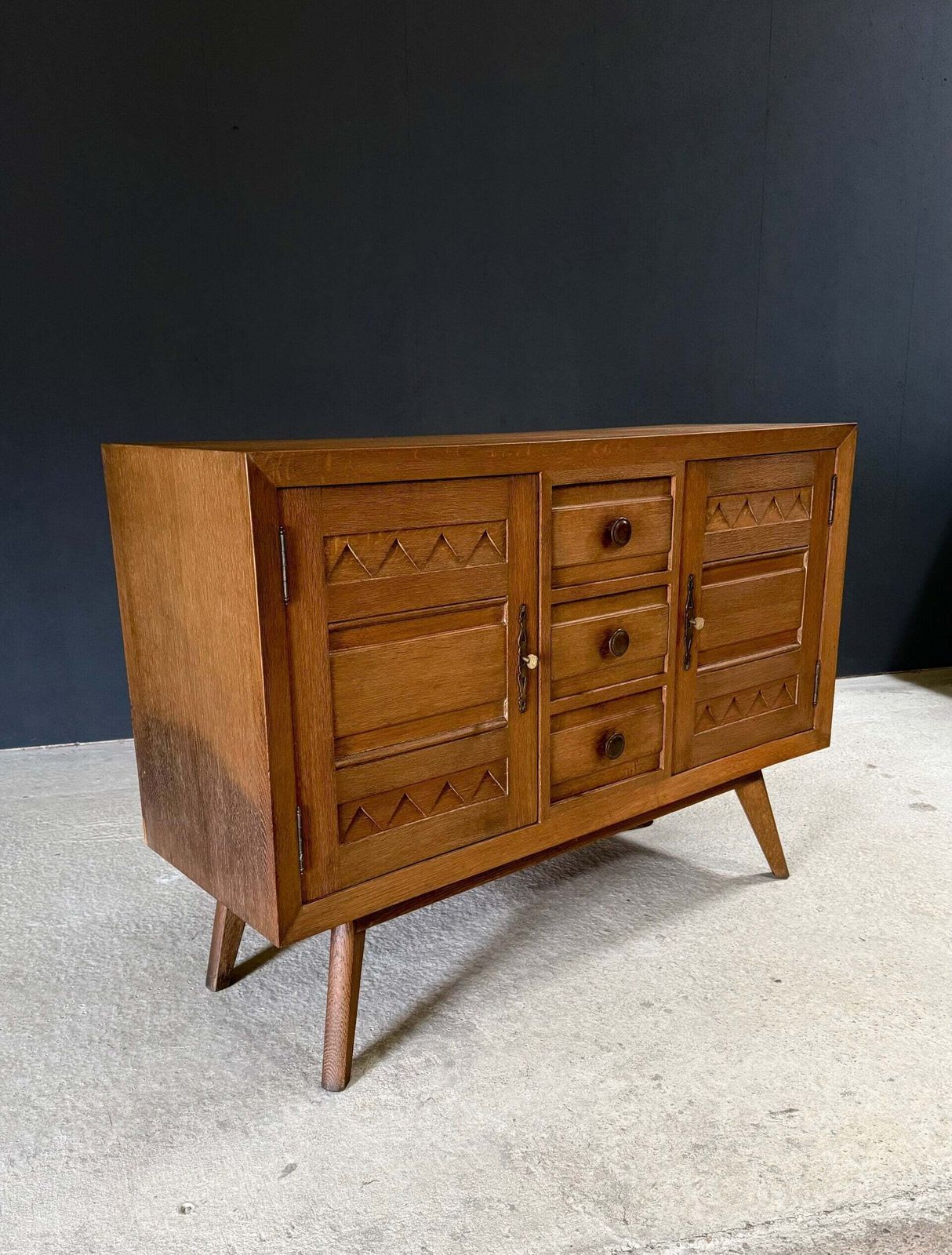Reconstruction Modernist Design Oak Cabinet, France 1940's photo 2950.0