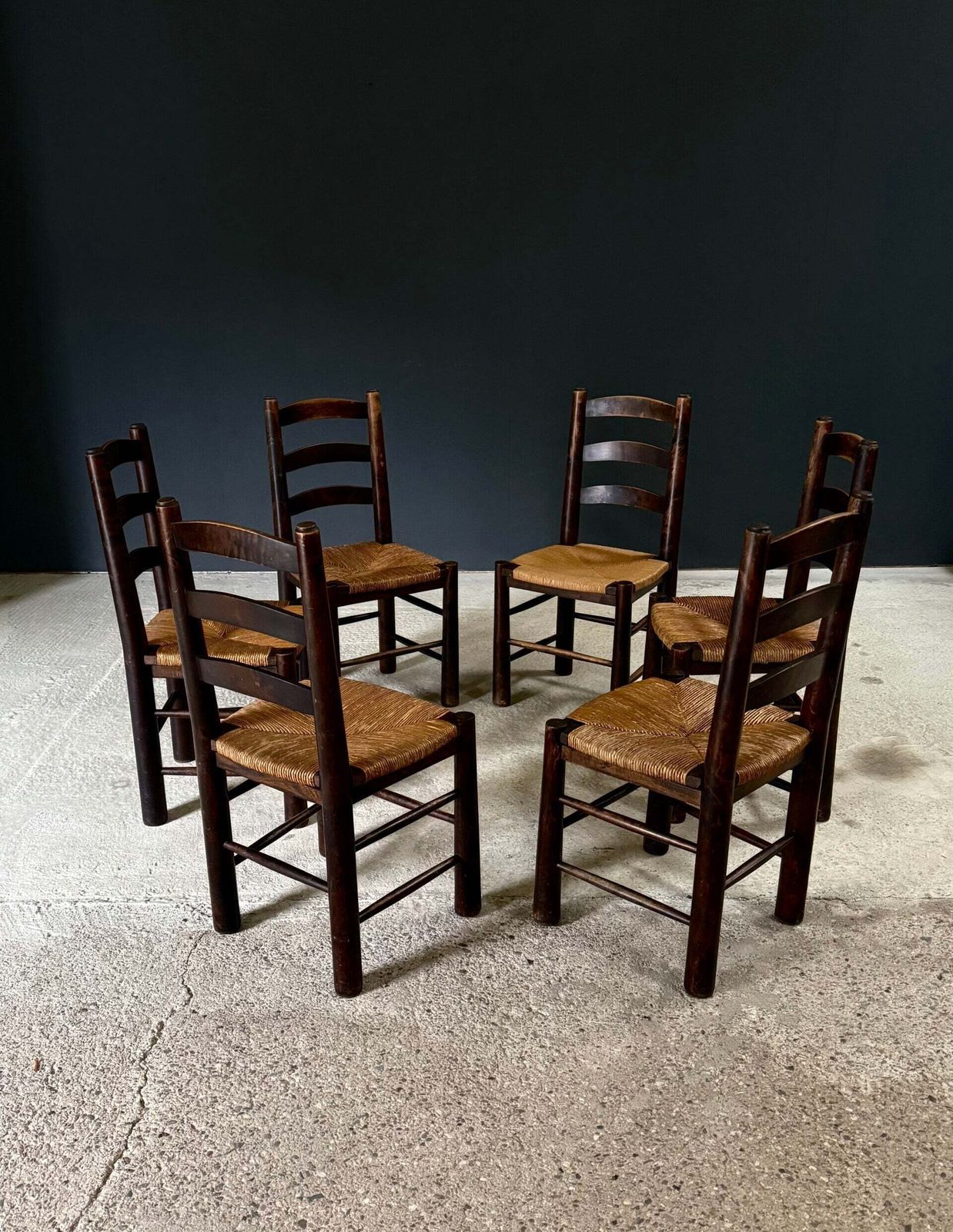 Franse Provinciale Design Eetkamerstoelen van Georges Robert, Frankrijk jaren 1940 photo Meubels