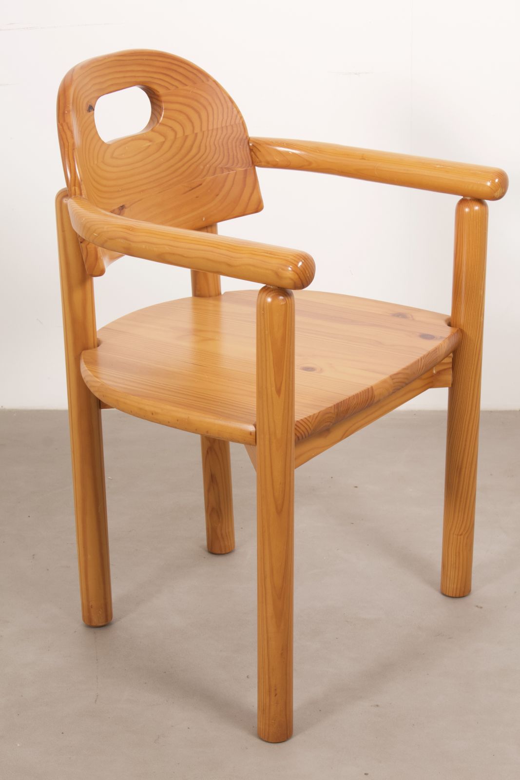 Vintage 1970s Solid Pine Chair With Arms In The Manner Of Rainer Daumiller Made In Germany photo furniture