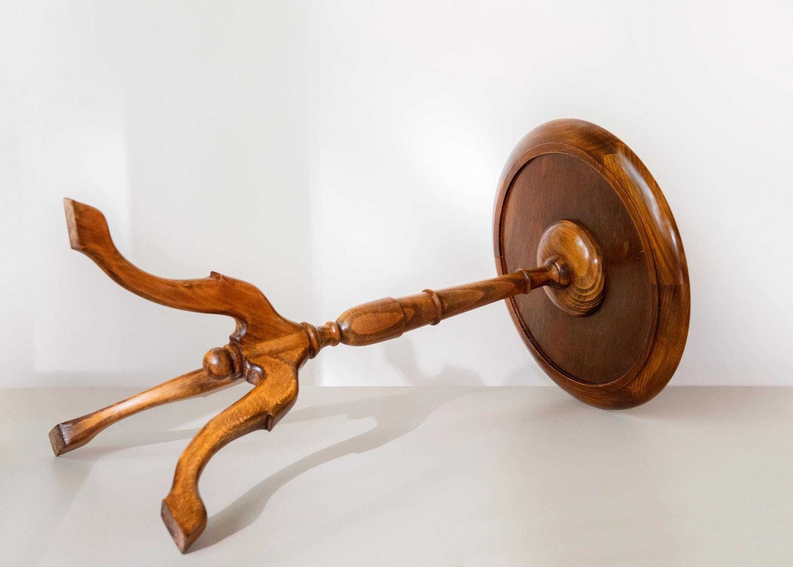 photo for sale Antique Mahogany Wine Table   Georgian Tripod Table   Red Leather Top   English Side Table
