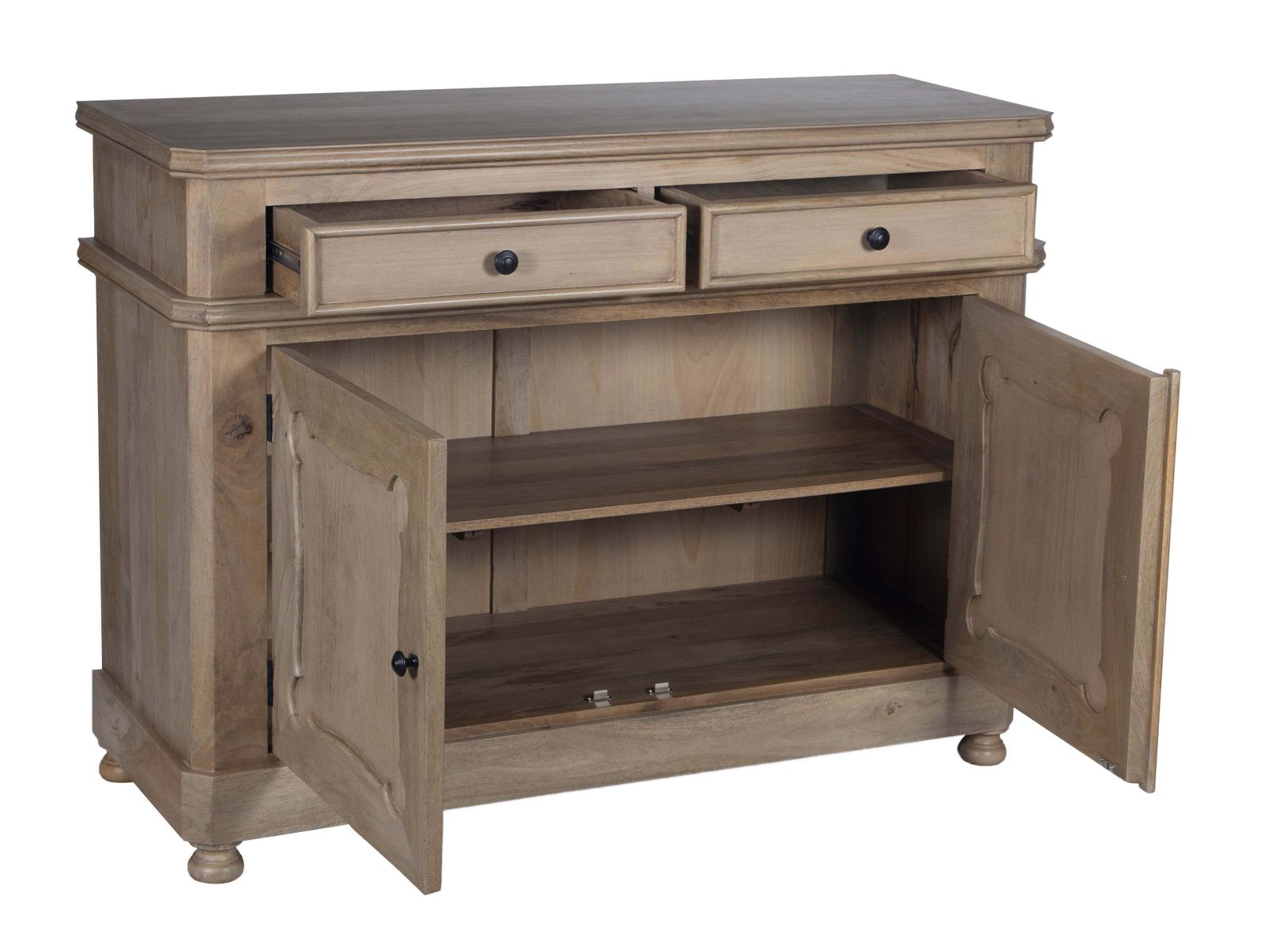 Dressoir van Naturel Mangohout met Twee Deuren, Twee Lades en Binnenste Plank photo furniture