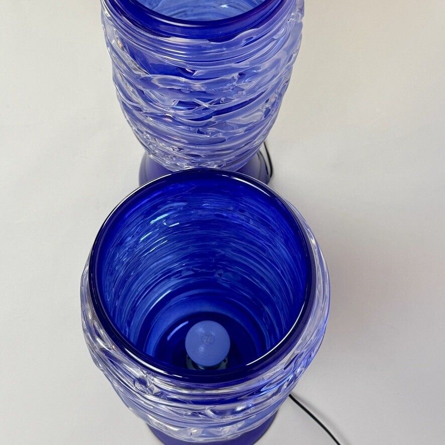 Paar blauwe Murano glazen tafellampen, eind 20e eeuw photo 4800.0
