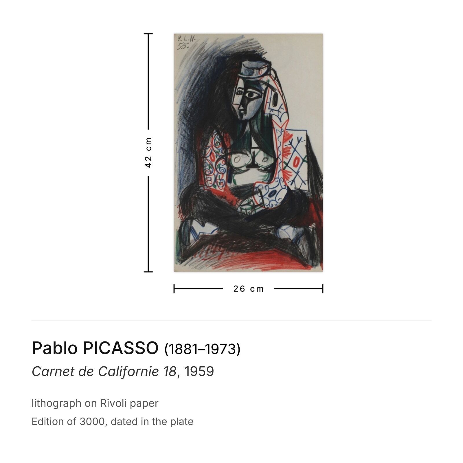 Pablo Picasso Lithografie Carnet De Californie 18 1959 photo furniture