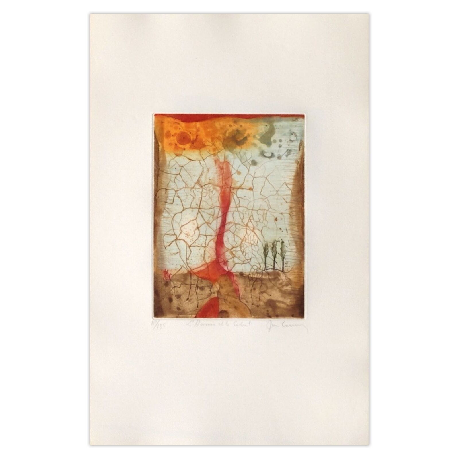 René Carcan Gesigneerde Ets L'homme Et Le Soleil 1982