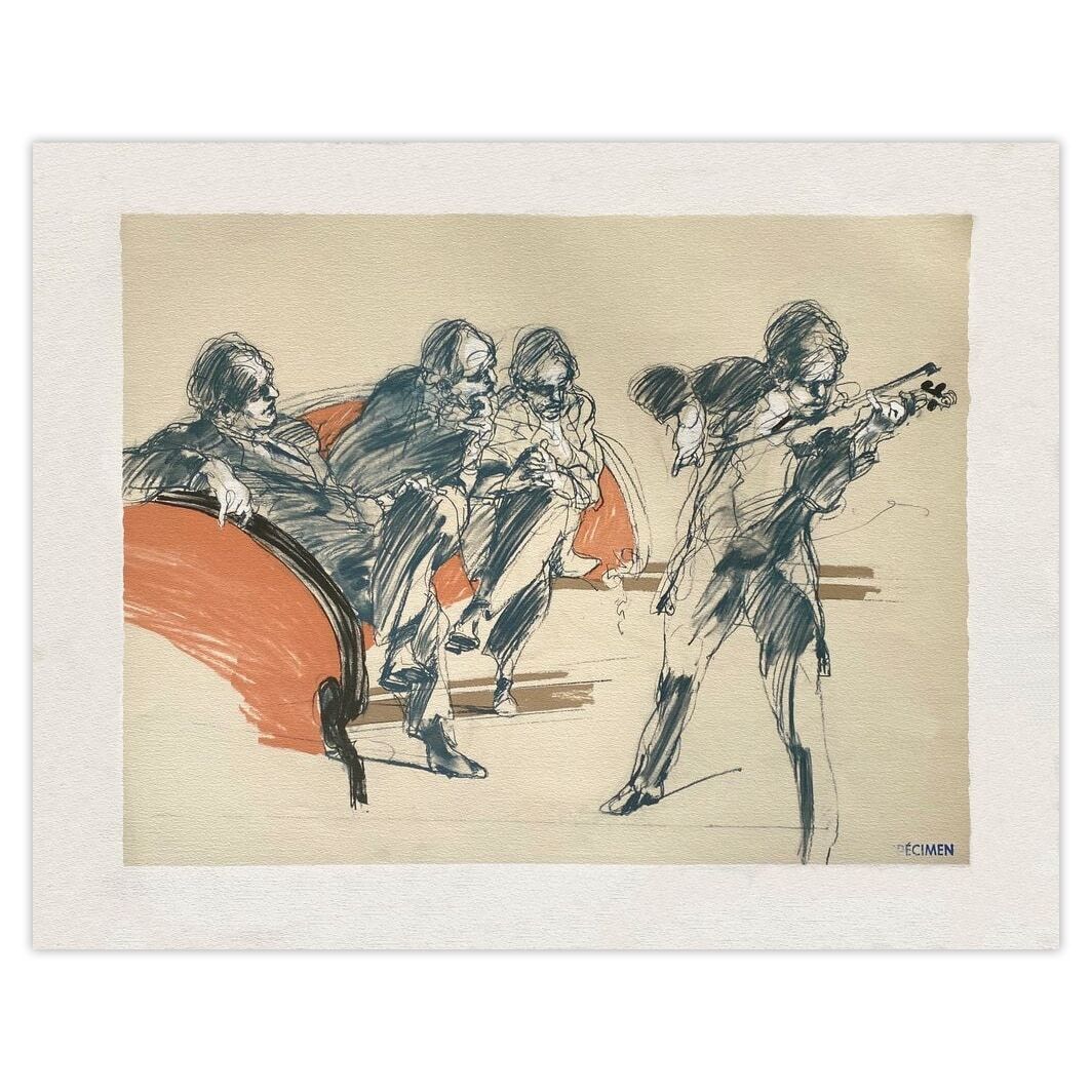 Lithographie Claude Weisbuch Le Concours 1990