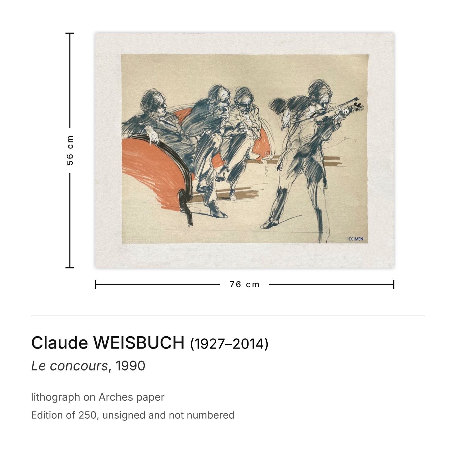 Claude Weisbuch Lithografie Le Concours 1990 photo furniture