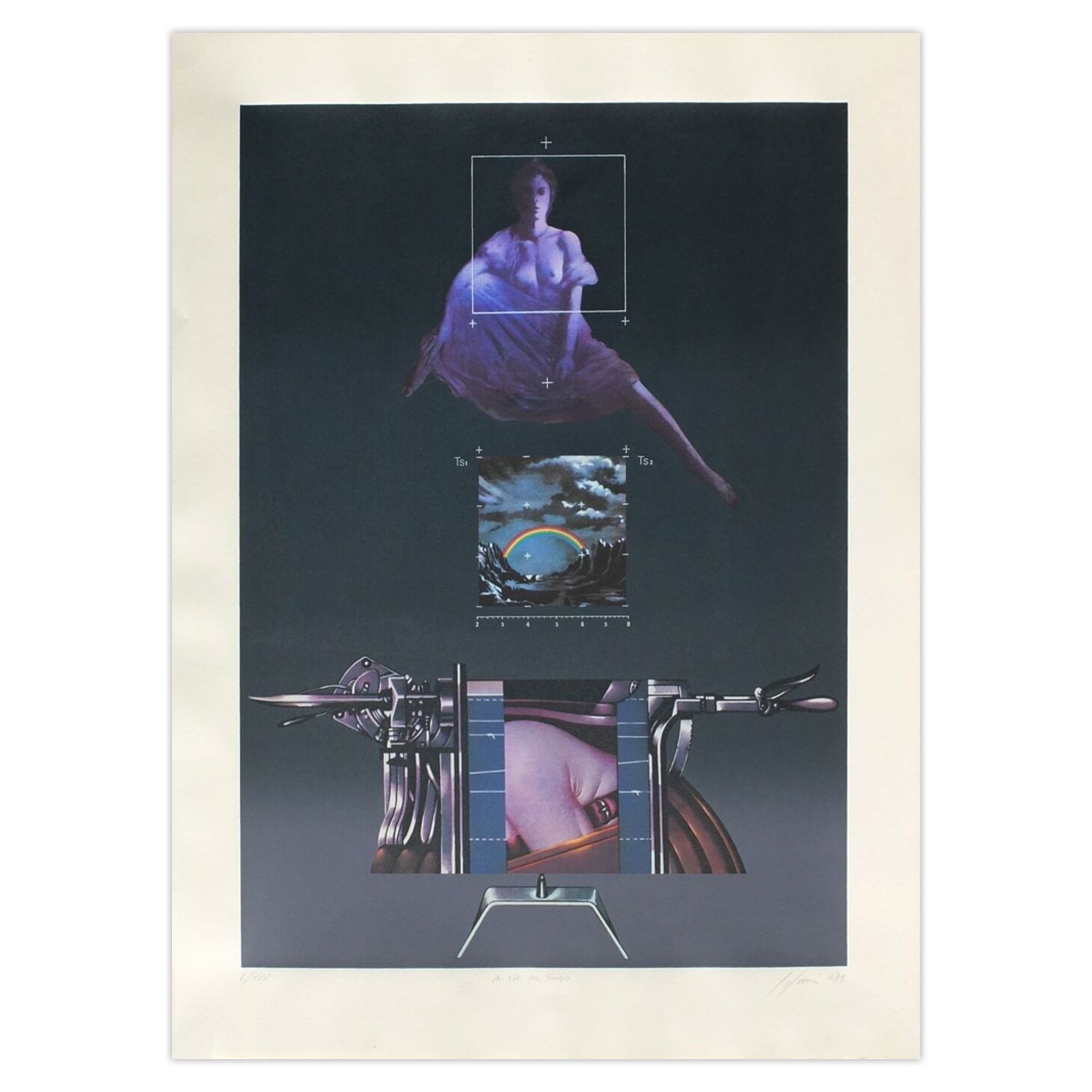 Sérigraphie signée Sergio Sarri, Au fil du temps, 1979