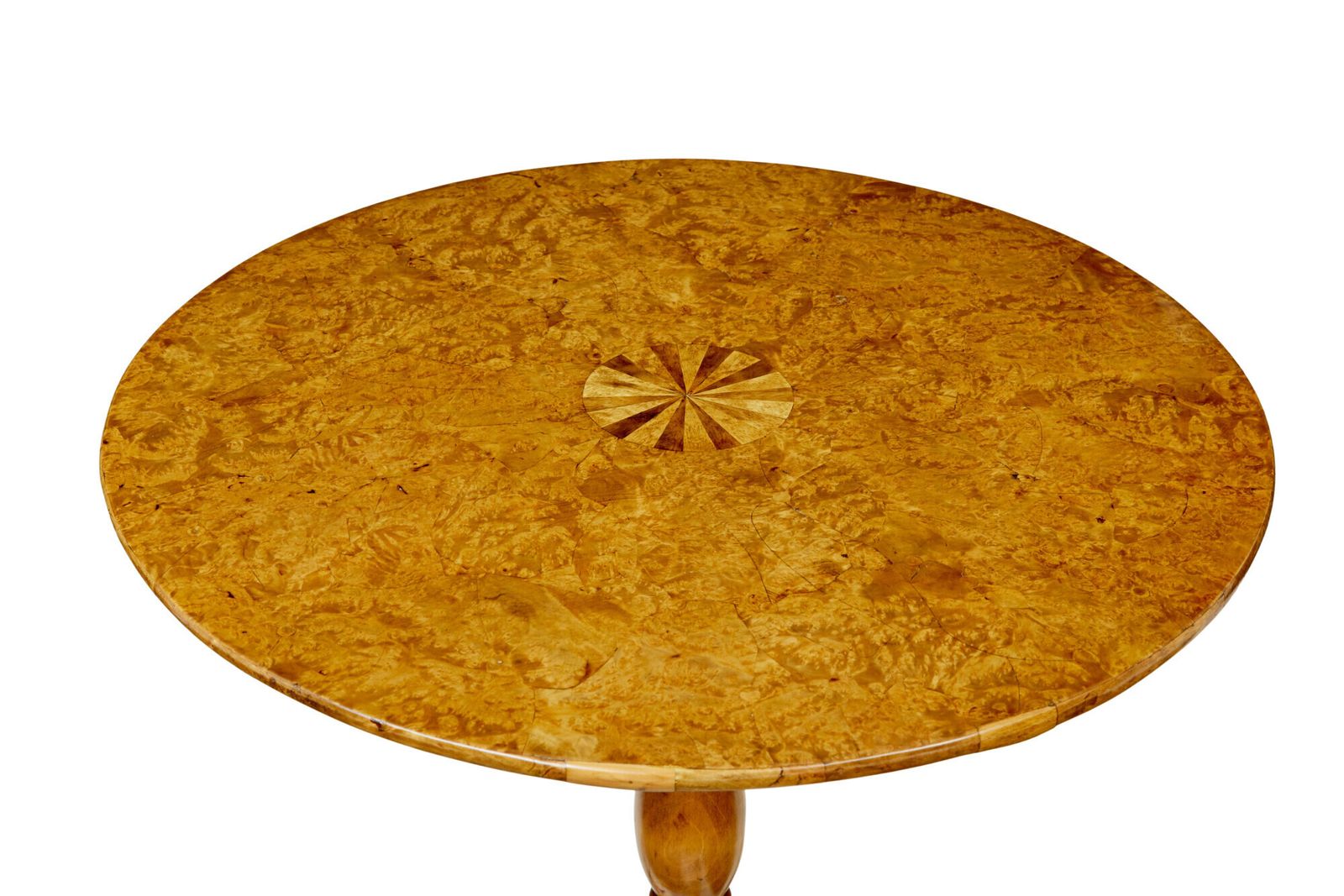 Swedish Mid 19th Century Inlaid Burr Birch Occasional Table photo vintage