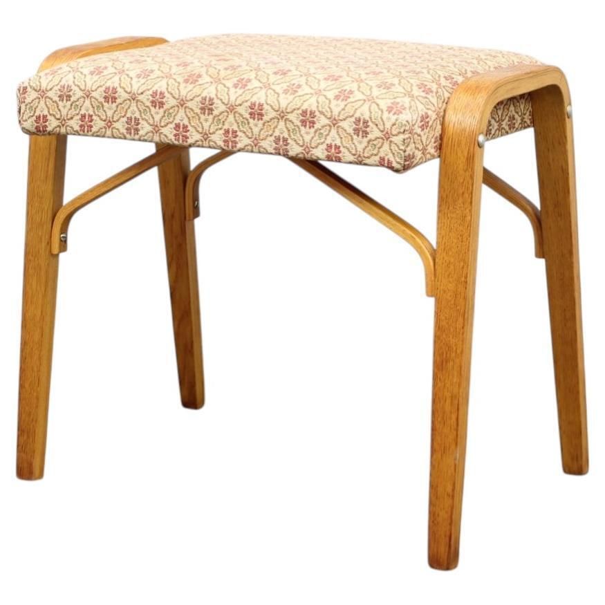 Jitona Mid Century Upholstered Footstool, Czechoslovakia, 1960s