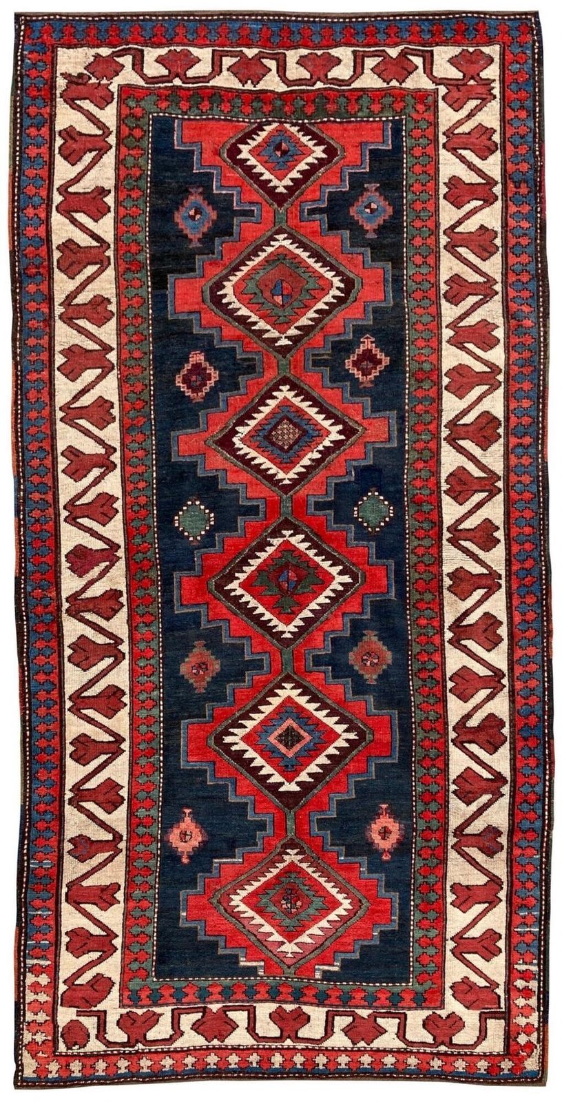 Antiek Kaukasisch Kazak tapijt 2,34 m x 1,18 m