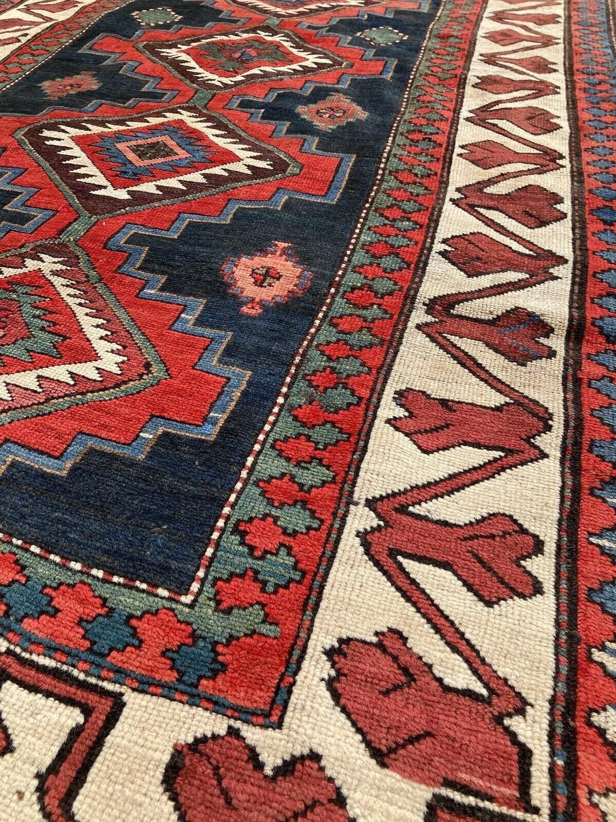 Antique Caucasian Kazak Rug 2.34m X 1.18m photo vintage