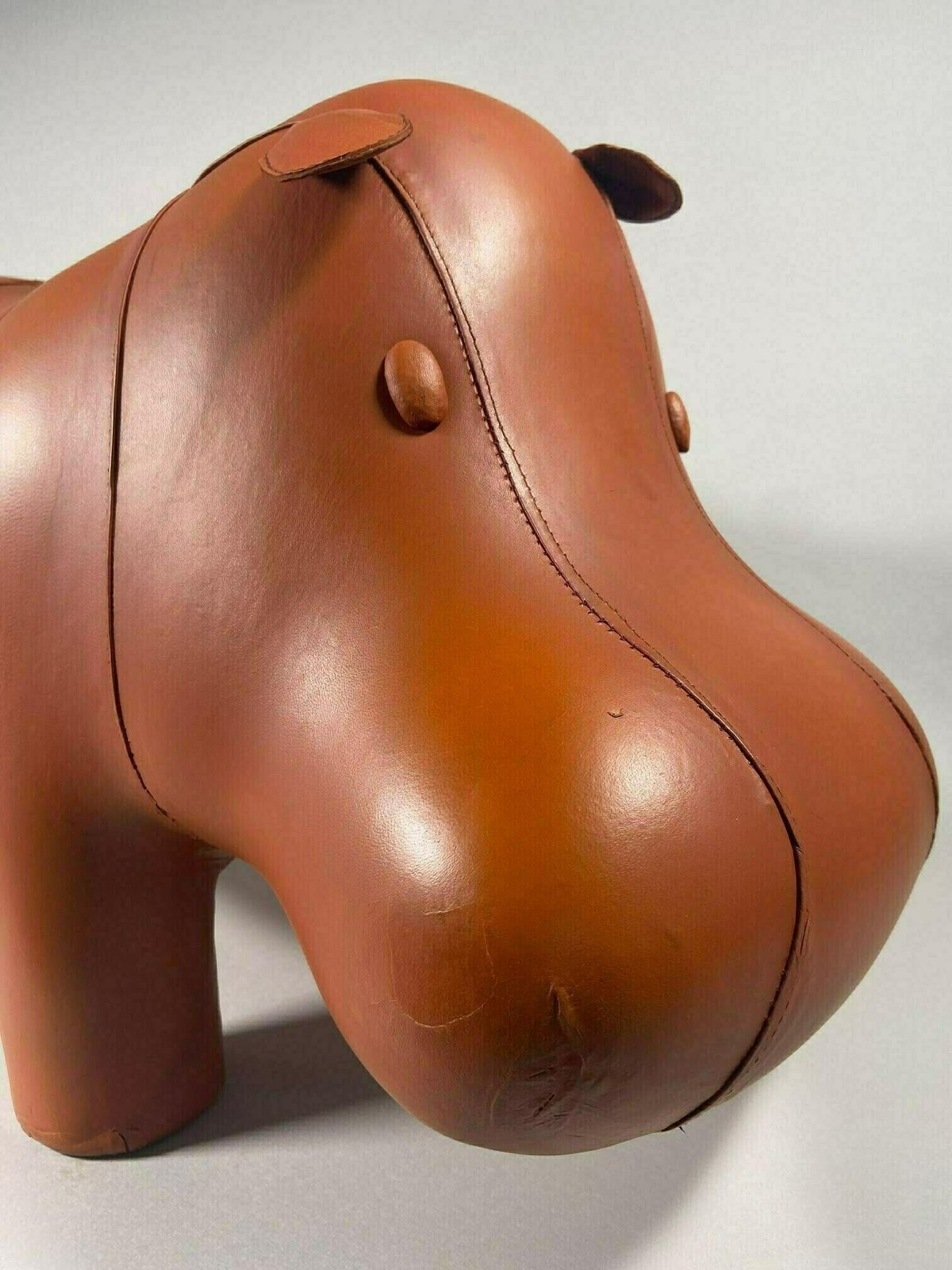 Vintage Dimitri Omersa Style Skin Footstool 1970 Handmade Hippo photo furniture