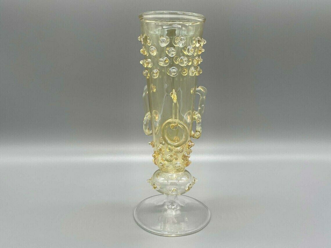 Cup With Knobs Or Chalice Murano Mouth Blown Around 1930 Art Deco