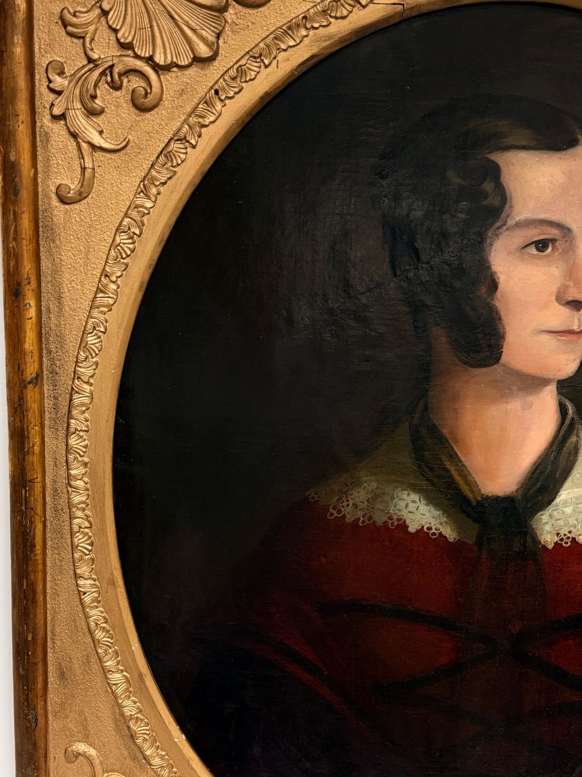 Fine Victorian Portrait Of Lady In Red Dress Antique British Oil Painting photo vinterior