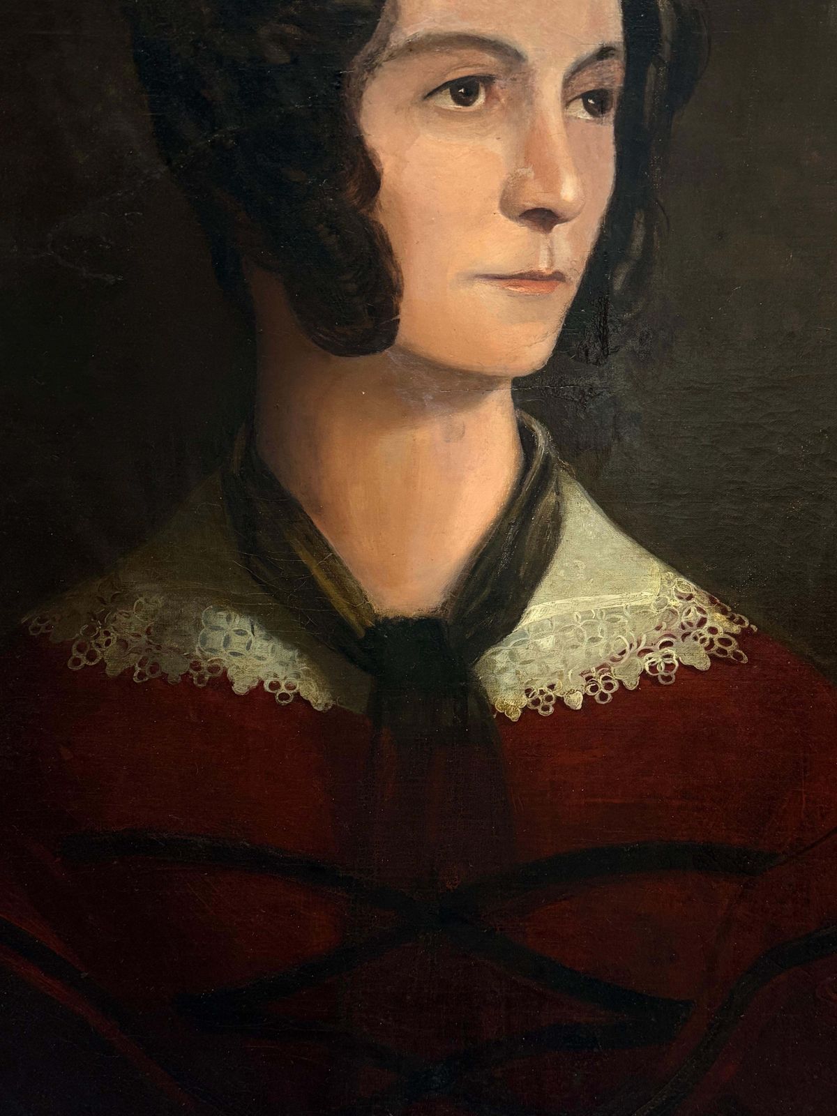 Portrait victorien d'une dame en robe rouge, peinture à l'huile britannique d'époque photo buy