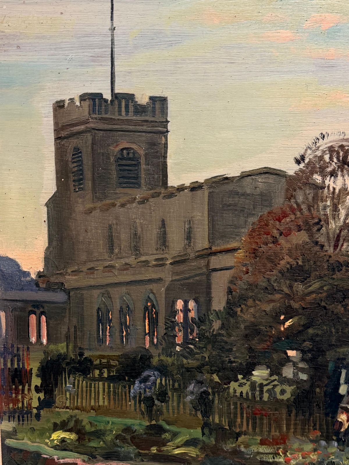 Gentleman à cheval près d'une église de village, peinture équestre britannique à l'huile photo vinterior