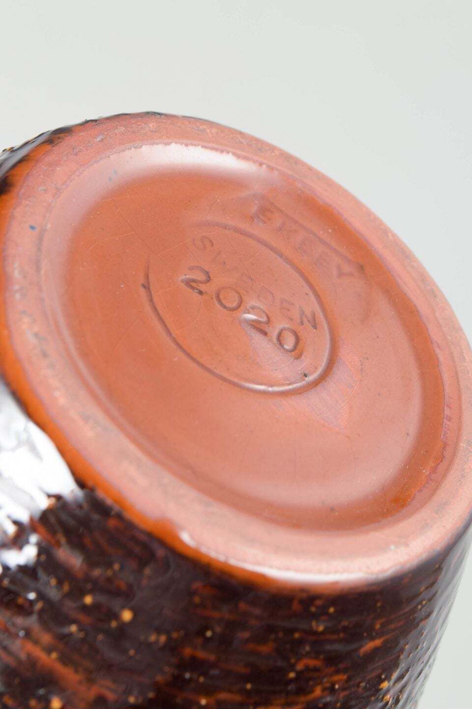 Vase en céramique Upsala Ekeby, glaçure brune et orange, années 1970, Suède photo Décoration