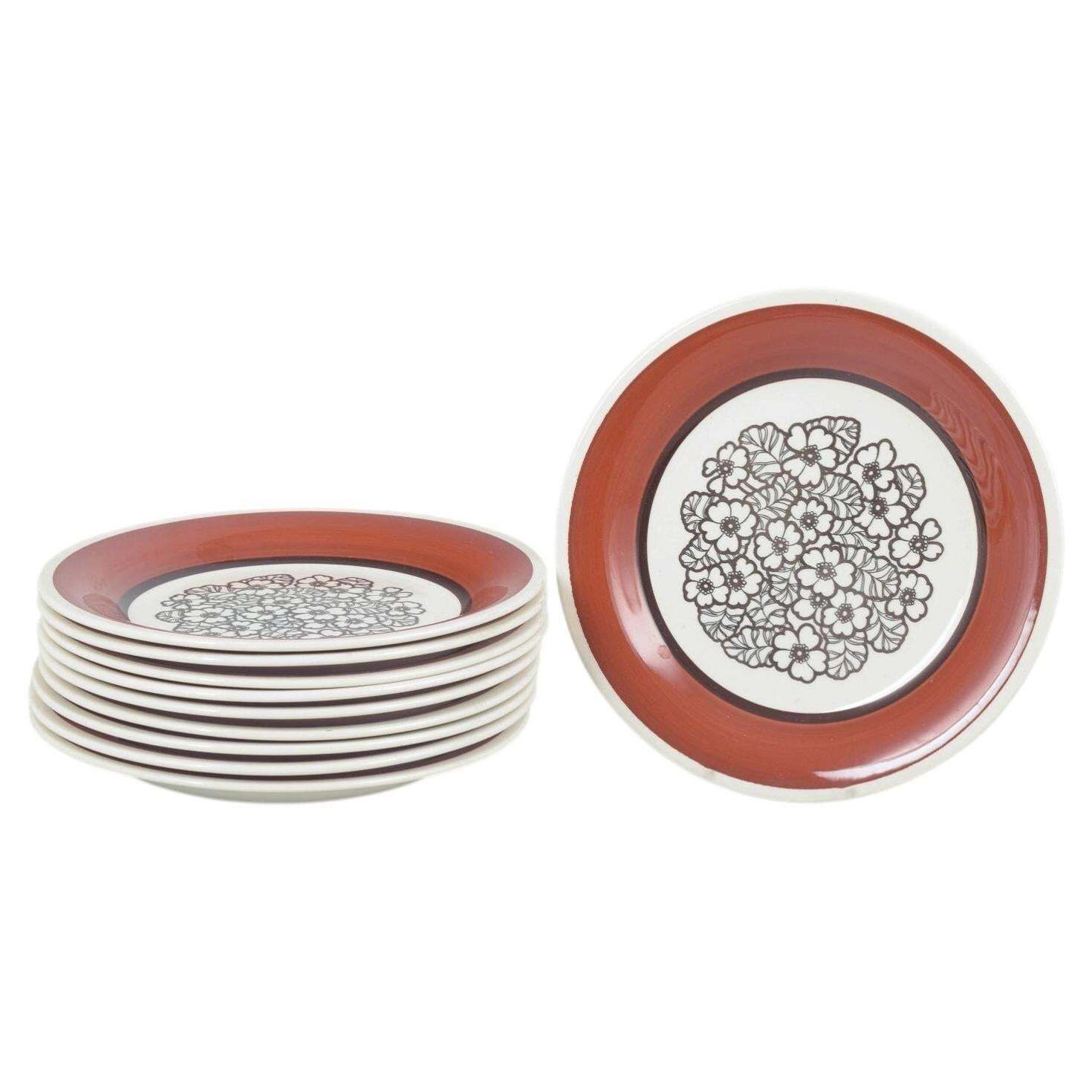 Gefle, Zweden. Set van 10 stoneware borden. "Agneta" serie, jaren 1970.