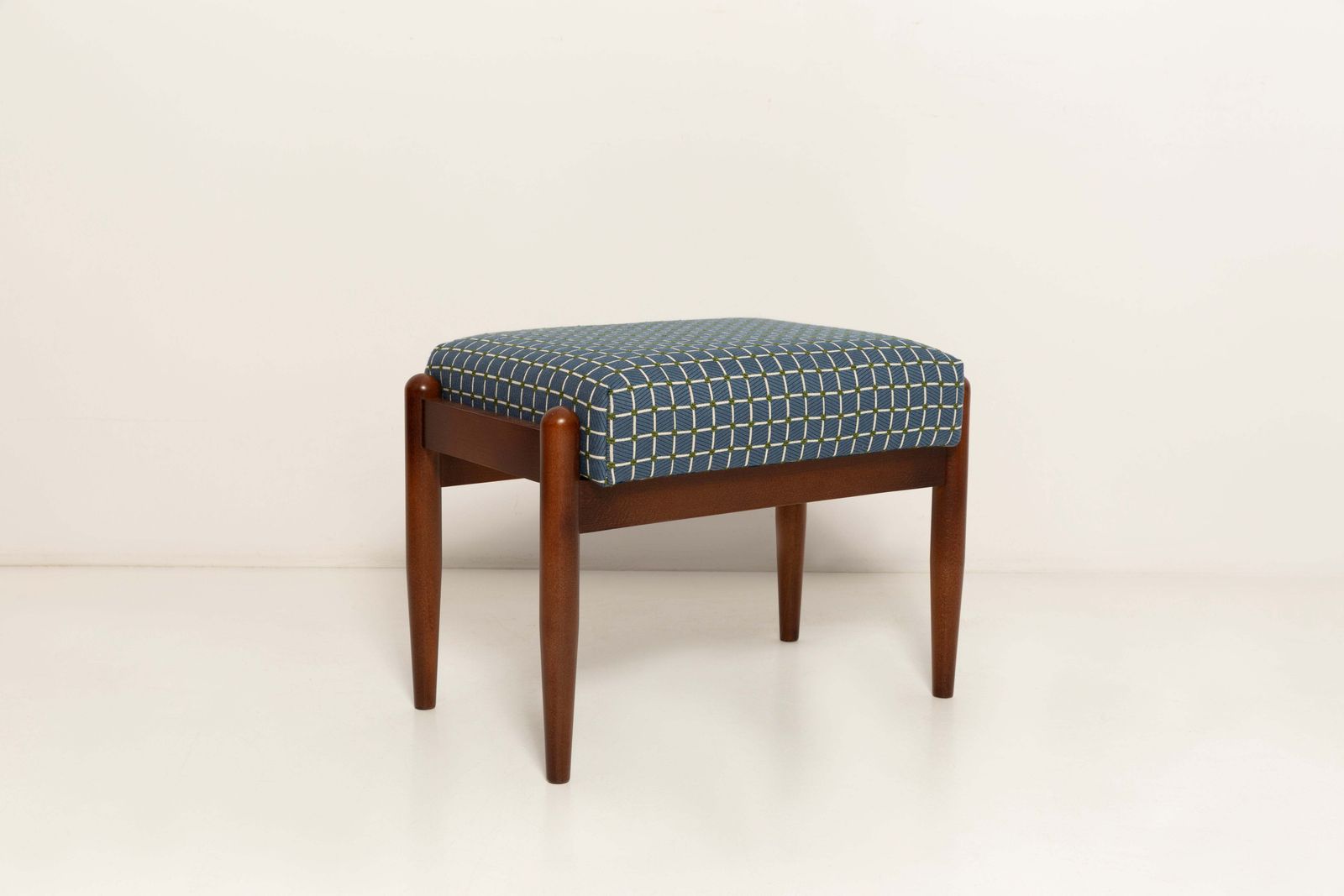 Paar Mid-Century GFM Krukken in Blauw Jacquard, E. Homa, Europa, jaren 1960 photo furniture