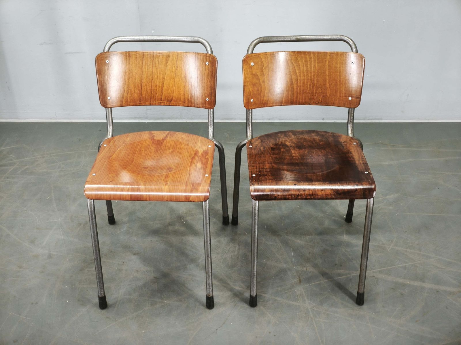 Set Of 6 Gispen 106 Dutch Industrial Plywood Chairs, 1960s photo vintage