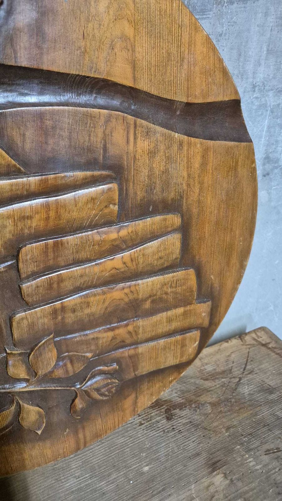 Vintage Gesneden Houten Wandplaquette, Sculpturaal Reliëf, Tsjechoslowakije, Midden 20e Eeuw, 47 cm photo for sale