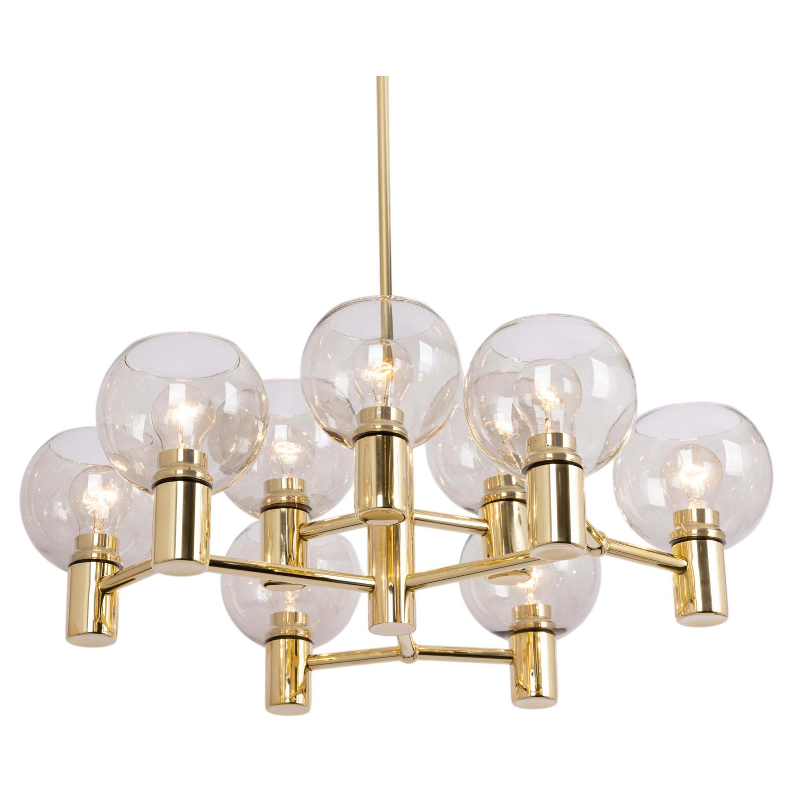 Stunning Large Sciolari Style Brass Chandelier, Germany, 1960s