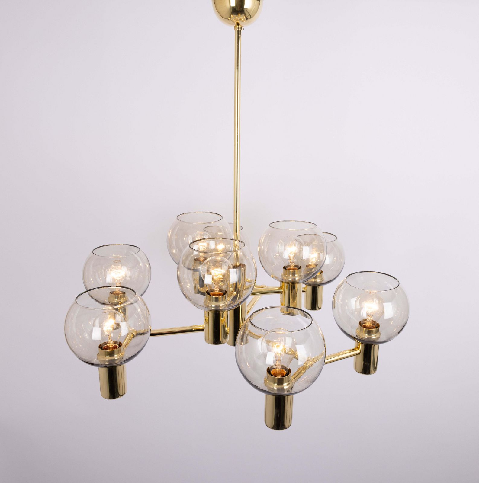 Lighting Stunning Large Sciolari Style Brass Chandelier, Germany, 1960s photo