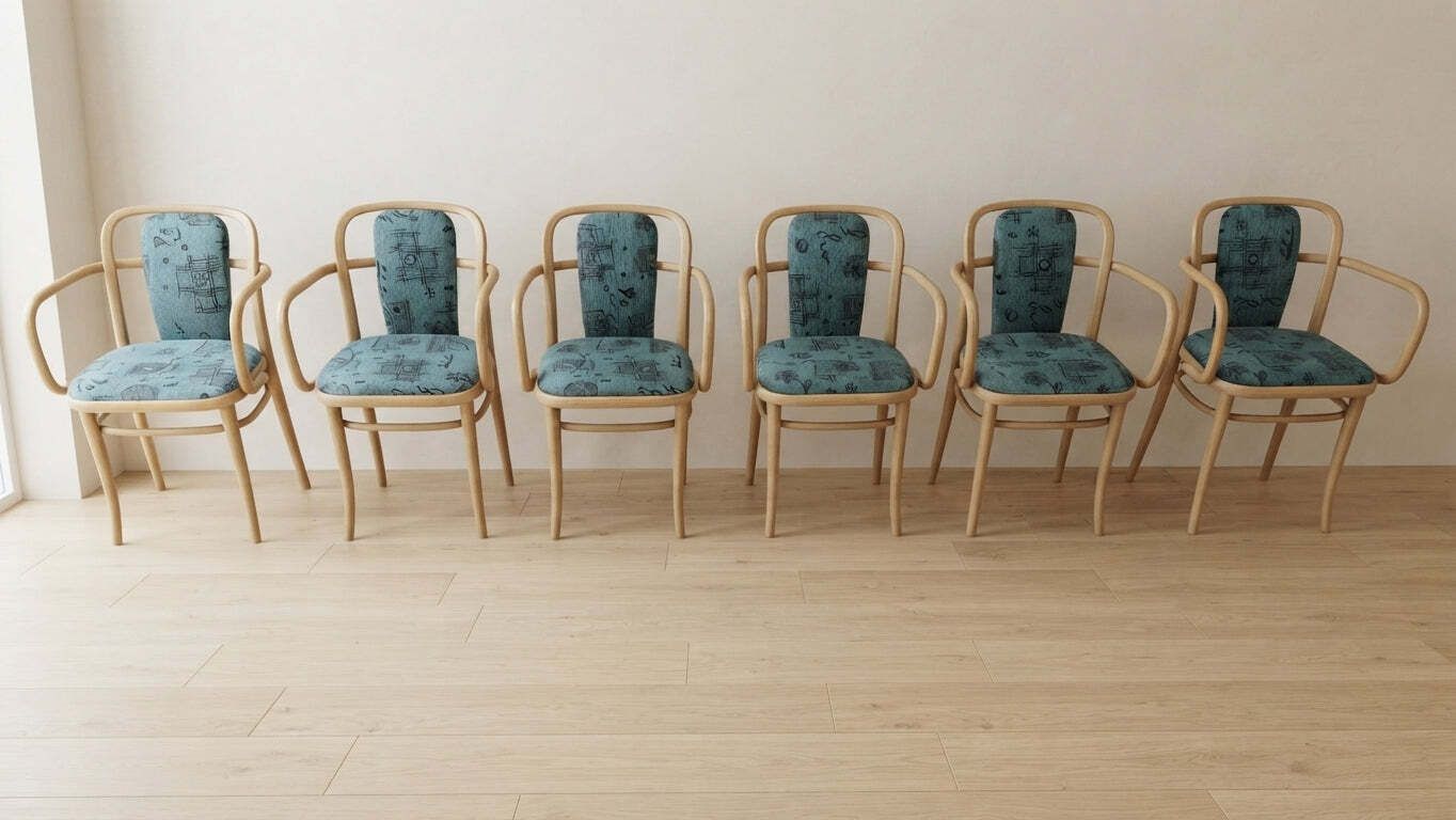 Set Of 6 Armchairs A 811 By Josef Hoffmann For Ton, Bent Beech, Czechoslovakia, 55 × 50 × 80 Cm photo vinterior