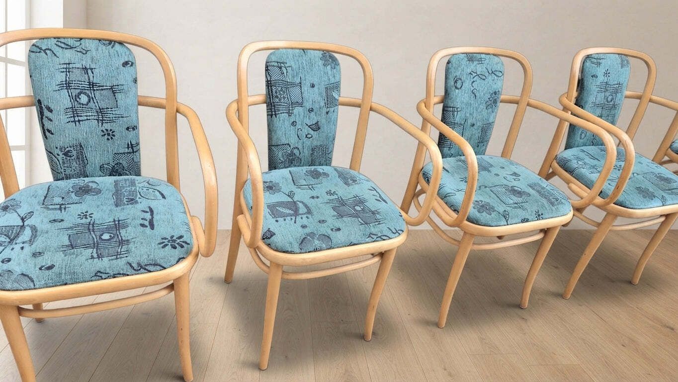 Set van 6 fauteuils A 811 van Josef Hoffmann voor Ton, gebogen beukenhout, Tsjecho-Slowakije, 55 × 50 × 80 cm photo buy