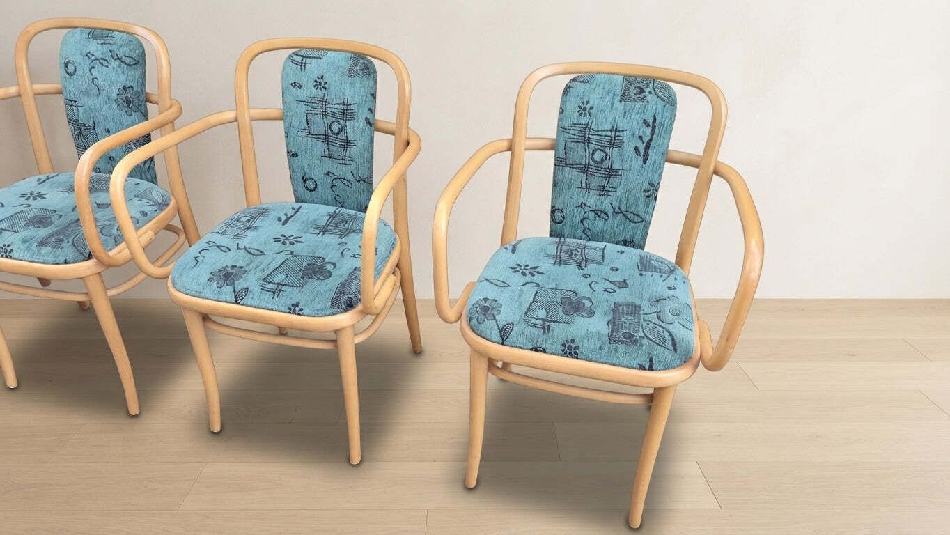 Set van 6 fauteuils A 811 van Josef Hoffmann voor Ton, gebogen beukenhout, Tsjecho-Slowakije, 55 × 50 × 80 cm photo vintage