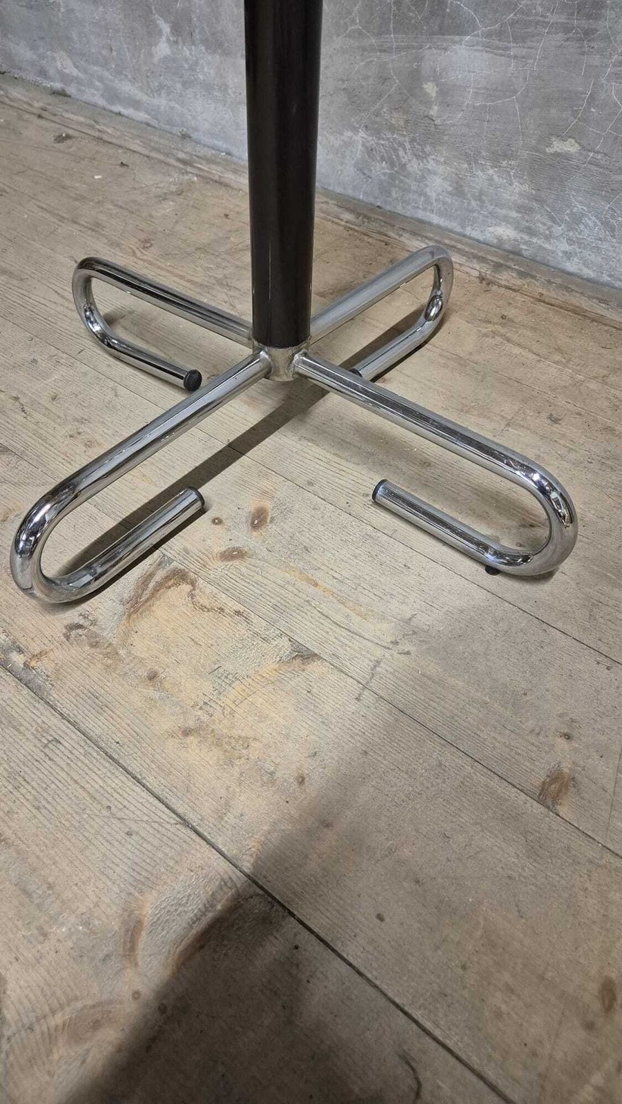 Vintage Coat Rack With Umbrella Stand, Chrome Plated Metal And Wood, Mid 20th Century, 42 X 175 Cm photo vintage