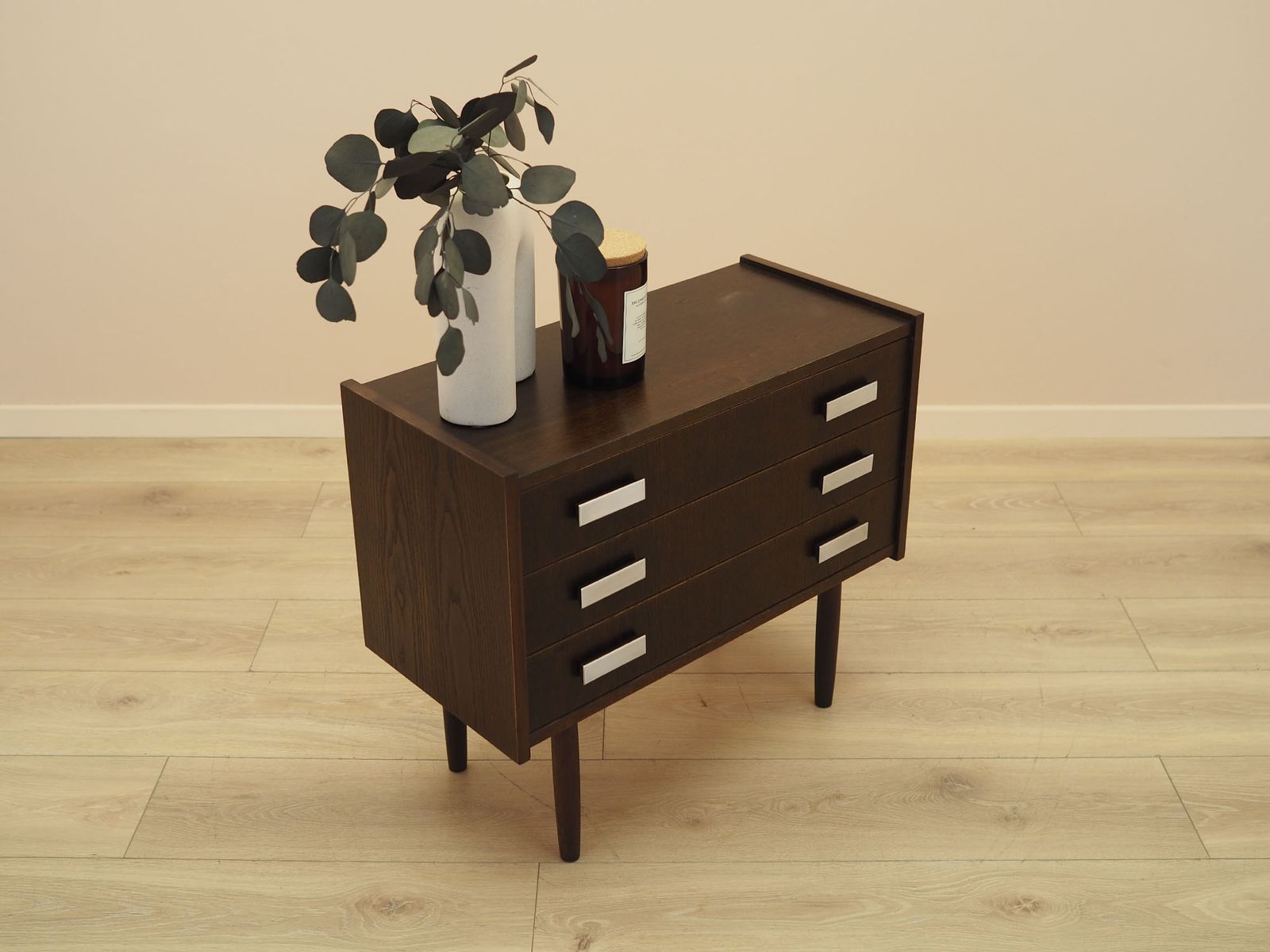 Danish Oak Veneer Chest Of Drawers With Tapered Legs, 1980s Scandinavian Modern photo vinterior