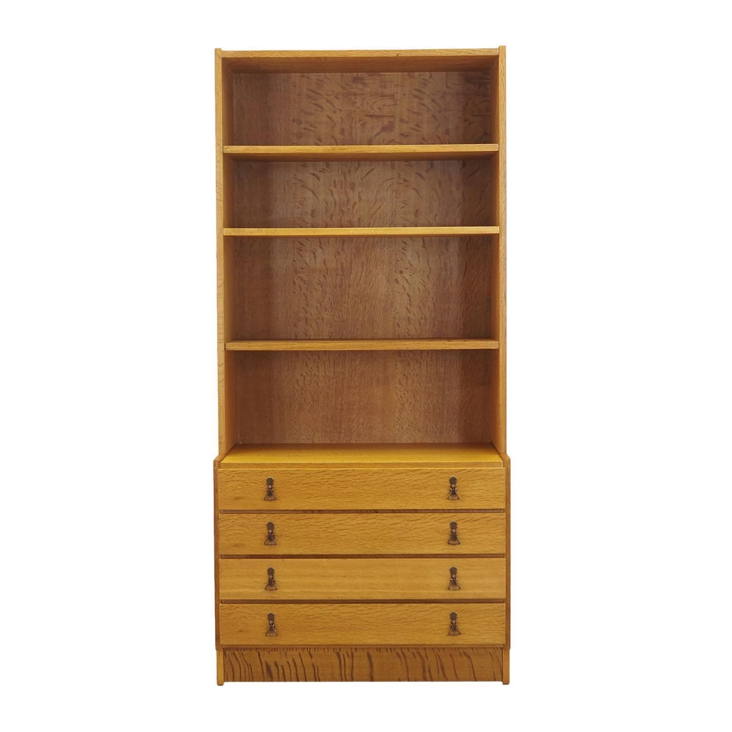 Deense Eiken Fineer Boekenkast Met Verstelbare Planken, jaren 1960