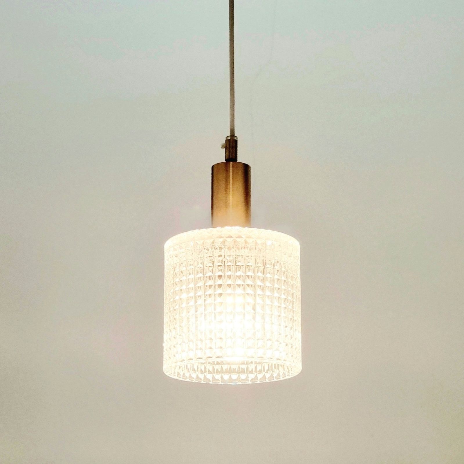 Suspension mid-century scandinave en cristal et laiton, par Carl Fagerlund pour Orrefors, Suède, années 1960 photo 165.0