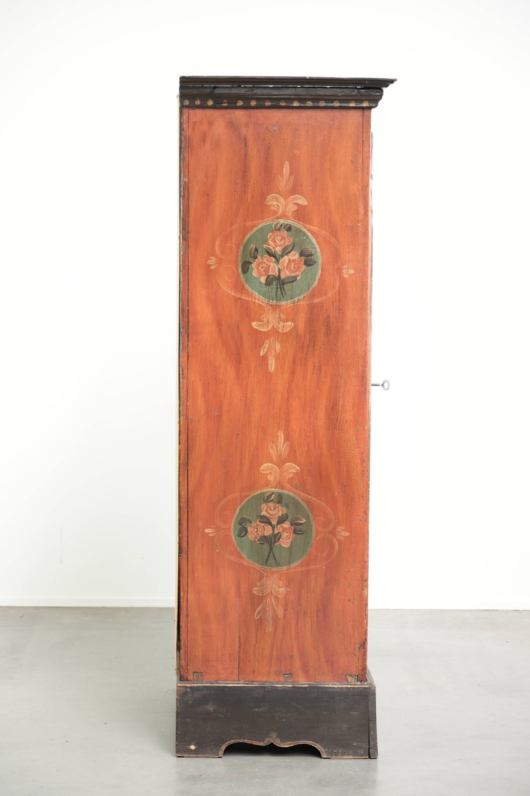 Unique Antique Austrian Hand Painted Bridal Cabinet With Beautiful Patina And Working Lock photo for sale