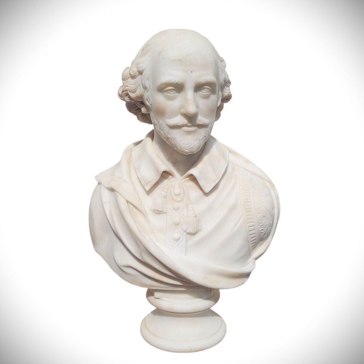 Buste de Shakespeare, H. 70 cm, marbre blanc, XIXe siècle