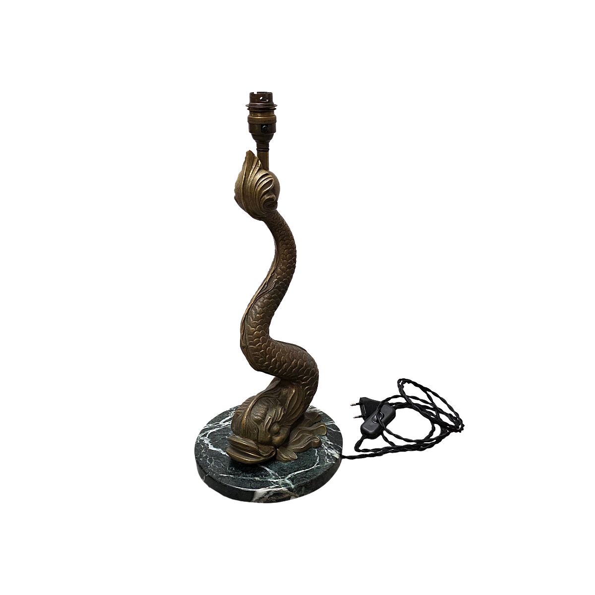 Mid Century Franse bronzen dolfijn tafellamp, jaren 1950