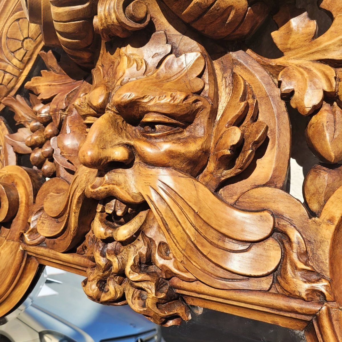 Grand miroir en bois sculpté, 234 cm de hauteur, Italie, XIXe siècle photo Décoration