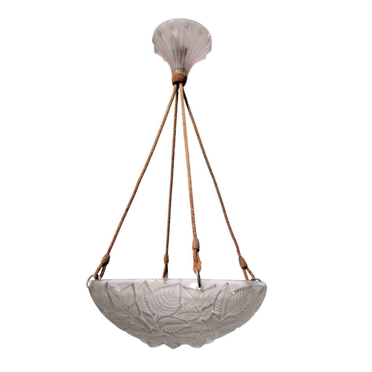 Suspension R Lalique « Charmes » en verre, Art Nouveau