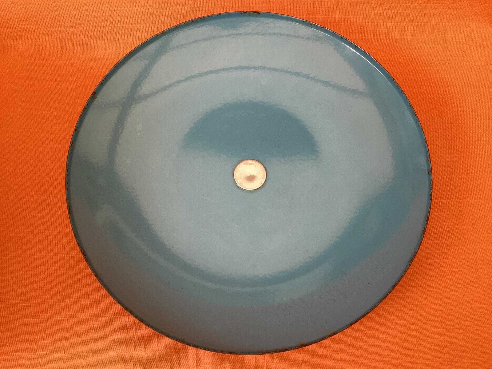 Vintage Cathrineholm grote geëmailleerde crockpot/braadpan in turquoiseblauw Lotus-design, retro kookgerei photo buy